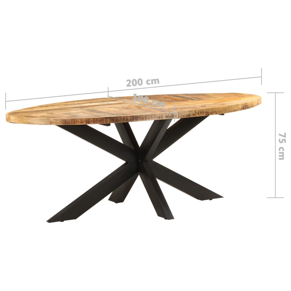 Dining Table Oval 200x100x75 cm Rough Mango Wood