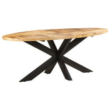 Dining Table Oval 200x100x75 cm Rough Mango Wood - Extra Image