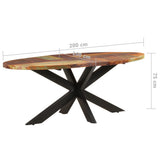 Dining Table Oval 200x100x75 cm Solid Reclaimed Wood - Rear View