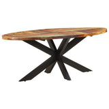 Dining Table Oval 200x100x75 cm Solid Reclaimed Wood - Close-Up Angle