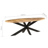 Dining Table 240x100x75 cm Rough Mango Wood - Extra Image
