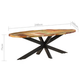 Dining Table 240x100x75 cm Solid Reclaimed Wood - Extra Image