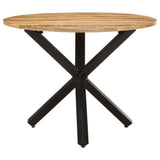 Dining Table Round 100x100x75 cm Rough Mango Wood - Front View