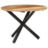 Dining Table Round 100x100x75 cm Rough Mango Wood - Extra Image