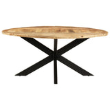 Dining Table Round 175x75 cm Rough Mango Wood - Front View