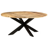 Dining Table Round 175x75 cm Rough Mango Wood - Rear View