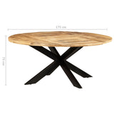 Dining Table Round 175x75 cm Rough Mango Wood - Low Angle