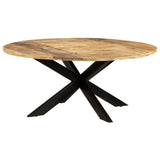 Dining Table Round 175x75 cm Rough Mango Wood - Extra Image