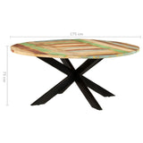 Dining Table Round 175x75 cm Solid Reclaimed Wood - Low Angle