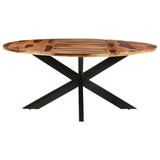 Dining Table Round 175x75 cm Acacia Wood with Honey Finish - Front View