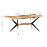 Dining Table 180x90x76 cm Solid Mango Wood - Rear View