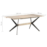 Dining Table 180x90x76 cm Solid Mango Wood - Rear View