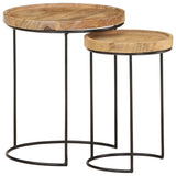2 Piece Coffee Table Set Solid Mango Wood and Steel - Extra Image