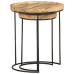 2 Piece Coffee Table Set Solid Mango Wood and Steel
