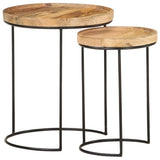 2 Piece Coffee Table Set Solid Mango Wood and Steel - Extra Image