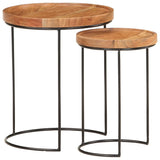 2 Piece Coffee Table Set Solid Acacia Wood and Steel - Extra Image