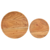 2 Piece Coffee Table Set Solid Acacia Wood and Steel - Rear View