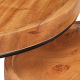 2 Piece Coffee Table Set Solid Acacia Wood and Steel - Close-Up Angle
