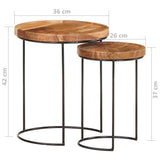 2 Piece Coffee Table Set Solid Acacia Wood and Steel - Extra Image