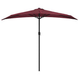 Balcony Parasol with Aluminium Pole Bordeaux Red 270x144x222 cm Half - Side View