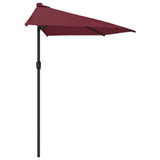 Balcony Parasol with Aluminium Pole Bordeaux Red 270x144x222 cm Half - Top-Down View