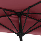 Balcony Parasol with Aluminium Pole Bordeaux Red 270x144x222 cm Half - Rear View