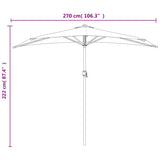 Balcony Parasol with Aluminium Pole Bordeaux Red 270x144x222 cm Half - Extra Image