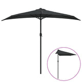 Balcony Parasol with Aluminium Pole Black 270x144x222 cm Half - Front View