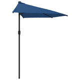 Balcony Parasol with Aluminium Pole Blue 270x144x222 cm Half
