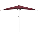 Balcony Parasol with Aluminium Pole Bordeaux Red 300x155x223 cm Half - Side View