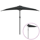 Balcony Parasol with Aluminium Pole Black 300x155x223 cm Half - Front View