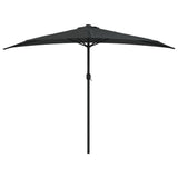 Balcony Parasol with Aluminium Pole Black 300x155x223 cm Half