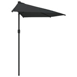 Balcony Parasol with Aluminium Pole Black 300x155x223 cm Half - Top-Down View