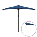 Balcony Parasol with Aluminium Pole Blue 300x155x223 cm Half