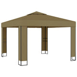 Gazebo with Double Roof 3x3x2.7 m Taupe 180 g/m² - Front View