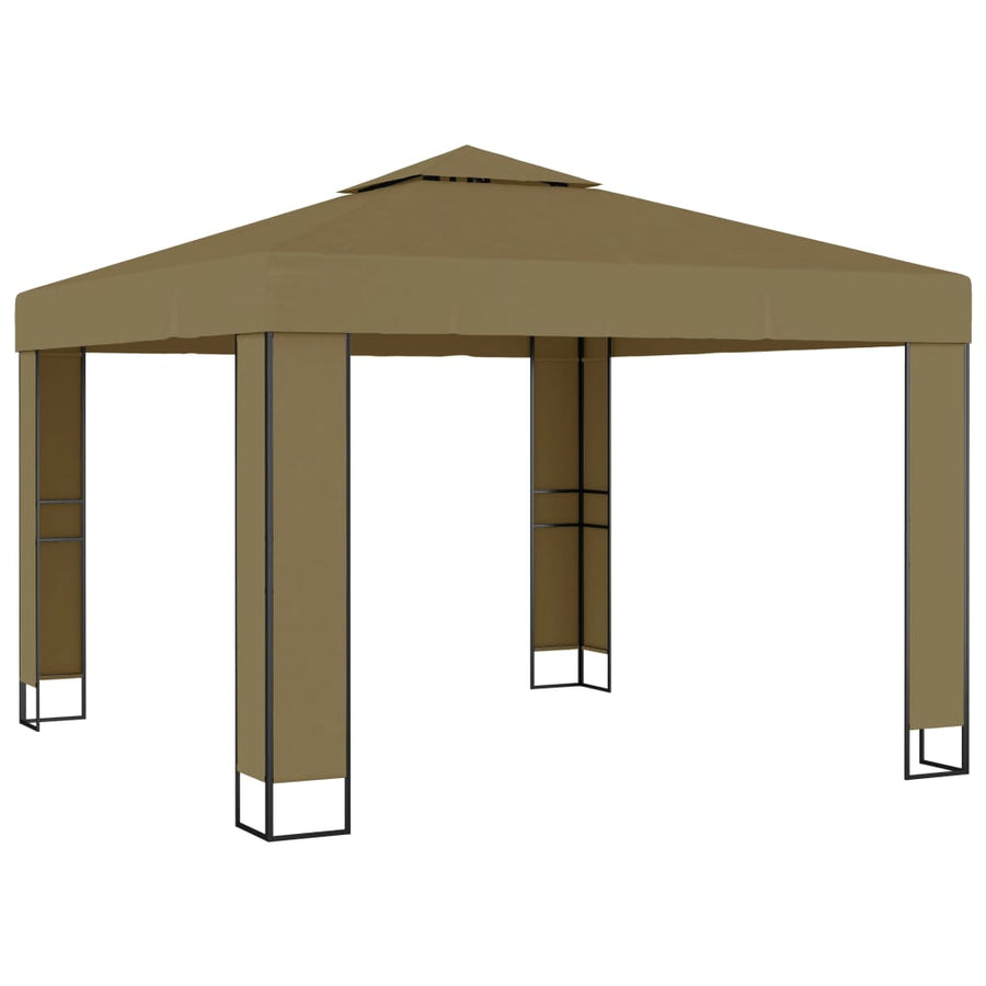 Gazebo with Double Roof 3x3x2,7 m Taupe 180 g/m²