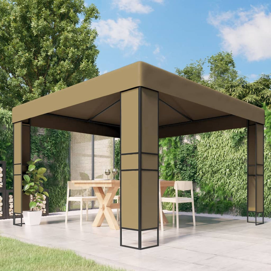 Gazebo with Double Roof 3x3x2,7 m Taupe 180 g/m²