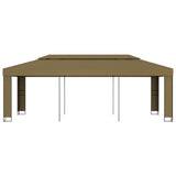 Gazebo with Double Roof 3x6 m Taupe 180 g/m² - Front View