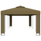 Gazebo with Double Roof 3x6 m Taupe 180 g/m² - Side View