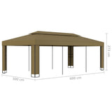 Gazebo with Double Roof 3x6 m Taupe 180 g/m² - Rear View