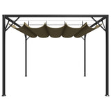 Garden Gazebo with Retractable Roof 3x3 m Taupe 180 g/m² - Front View