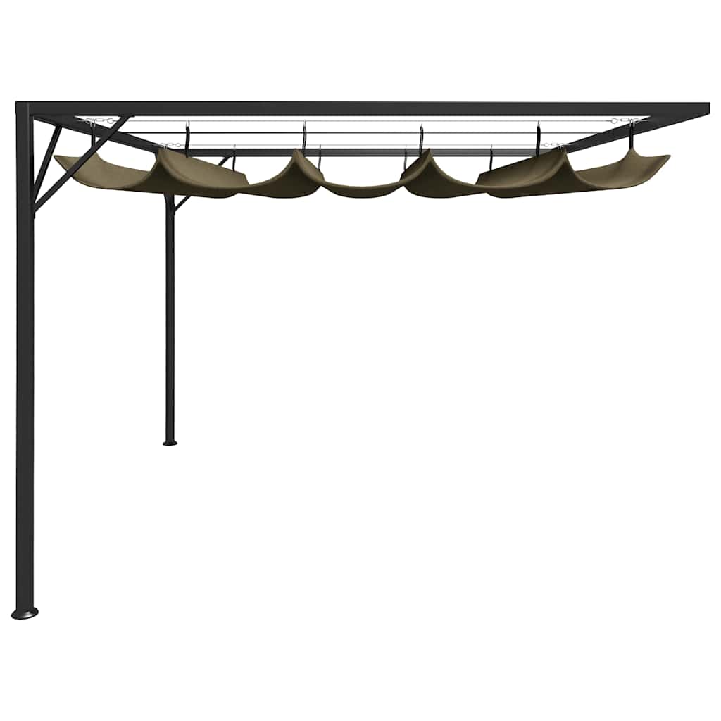 Garden Wall Gazebo with Retractable Roof 3x3 m Taupe 180 g/m²