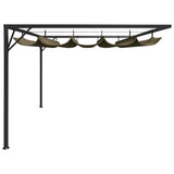 Garden Wall Gazebo with Retractable Roof 3x3 m Taupe 180 g/m² - Side View
