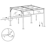 Garden Pergola with Retractable Roof 3x3 m Taupe 180 g/m² - Rear View