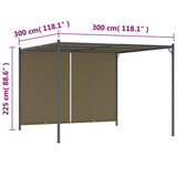Garden Pergola with Retractable Roof 3x3 m Taupe 180 g/m² - Close-Up Angle