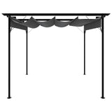 Pergola with Retractable Roof Anthracite 3x3 m Steel 180 g/m² - Front View