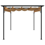 Pergola with Retractable Roof Taupe 3x3 m Steel 180 g/m? - Front View