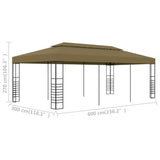 Garden Gazebo 6x3x2.7 m Taupe 180 g/m?