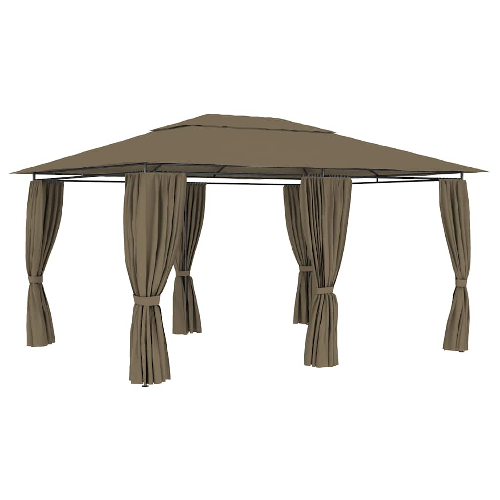 Garden Marquee with Curtains 4x3 m Taupe 180 g/m?