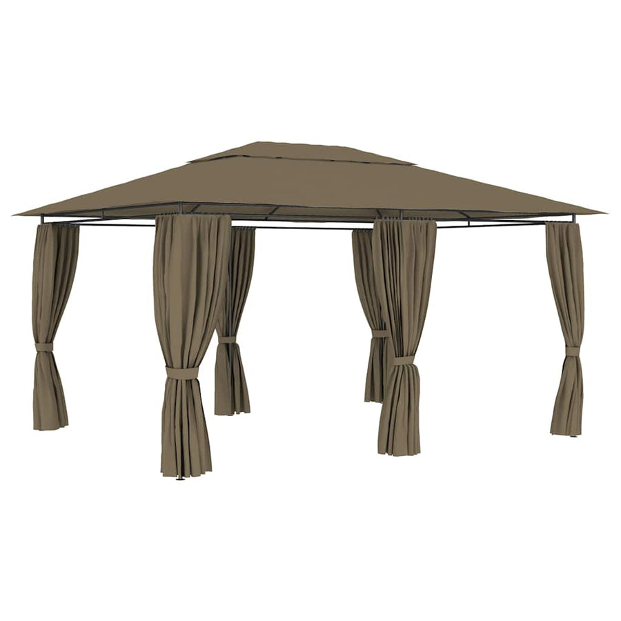 Garden Marquee with Curtains 4x3 m Taupe 180 g/m?
